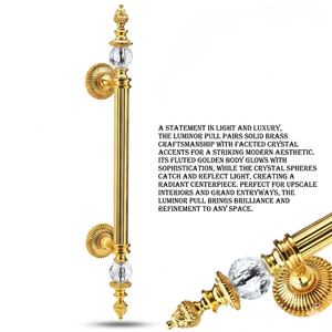 Poignée de porte en laiton cristallisé Luminor |   Poignée d'entrée cannelée en or de luxe |   Matériel architectural décoratif moderne pour hôtels - Product Image 3