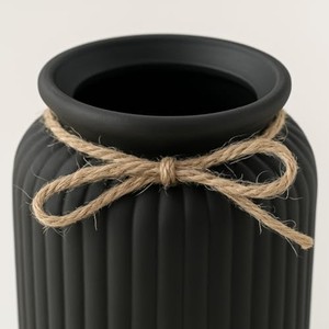 Jarrón cilíndrico de compuesto de bambú con ribete de yute |   Maceta Artesanal al por Mayor - Product Image 6