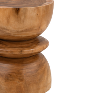ARTERRA Premium Teak <b>Wood</b> Pedestal <b>Stool</b> Modern Stacked Side Table Luxury Accent End Table for Hotel Lobby - Product Image 4