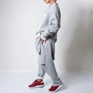 Conjunto Deportivo de Dos Piezas para Mujer, Talla Grande, Cuello Redondo, Transpirable, 100% Algodón, Sudadera y Pantalones Deportivos, Color Sólido, Tendencia de Invierno - Product Image 5