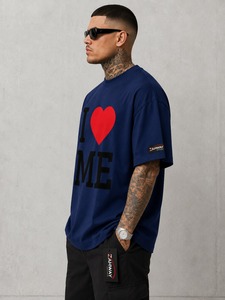 Nuevas camisetas de hombre de moda, extragrandes, ecológicas, estilo hip hop, con logo impreso DTF personalizado, cuello redondo, manga corta, de algodón, de dos tonos. - Product Image 4