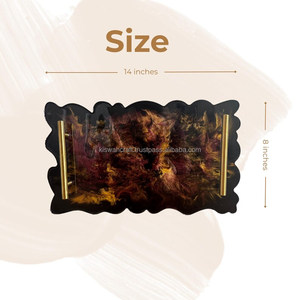 Handmade <b>Black</b> & Gold Epoxy <b>Tray</b> Decorative <b>Serving</b> <b>Tray</b> - Product Image 2