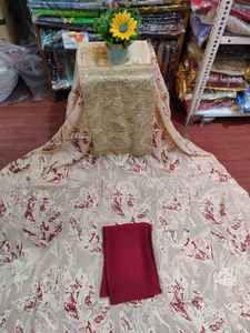 Tela Fransawi Dirac con Cuentas Somalíes Tradicionales de Última Moda y la Mejor Calidad, Diseño Floral con Hojas, Jacquard - Product Image 4