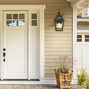 Grote 16.5 Inch Buitenwandlampen Waterdicht Zwart Exterieur Verlichtingsarmaturen Helder Glas Voor Veranda Hal Garage-1 Pack - Product Image 5