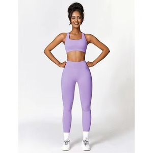 Conjunto de yoga para mujer, sujetador deportivo y leggings, costuras personalizadas, OEM/ODM, conjunto de sujetador y leggings al por mayor - Product Image 4