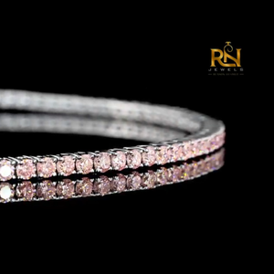 Pink Lab Grown Diamond Tennis Bracelet Fancy Pink Eternity Link Bracelet 9K 14K 18K <b>Solid</b> <b>Gold</b> Fine Jewelry - Product Image 4