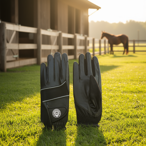 Professional Men's Horse Riding Leather <b>Gloves</b> Hook Loop Closure Stretch Mesh Breathable Durable Design Strong Grip Equestrian - Product Image 3