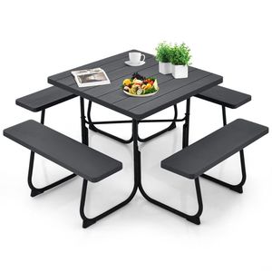 Folding Solid <b>Wood</b> <b>Picnic</b> <b>Table</b> with 4 Benches Umbrella Hole Heavy Duty & Portable for Outdoor School Use - Product Image 6