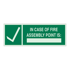 Señal de Punto de Ensamblaje Fotoluminiscente BradyGlo - Señal Reflectante de PVC para Emergencias en Interiores/Exteriores - Product Image 1