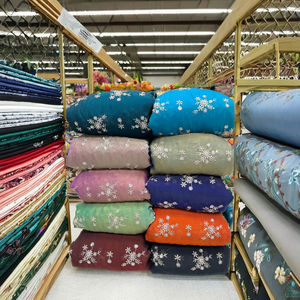 ผ้าถักเนื้อละเอียดพรีเมียม Fendy Georgette ผสมโพลีเอสเตอร์/ไนลอน/เมทัลลิก ประดับลูกปัดลายดอกไม้ เหมาะสำหรับงานแต่งงาน ระบายอากาศได้ดี สำหรับเสื้อผ้าเด็กชายและเด็กหญิง - Product Image 1