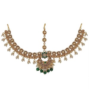 Ensemble de colliers choker élégants faits à la main en argent afghan style Polki Diamond à deux couches avec des motifs floraux assortis - Product Image 5