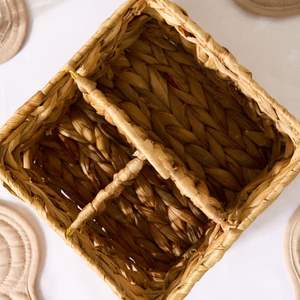 Panier pliable en jonc de mer naturel tressé pour pique-nique et usage domestique, organisation de la cuisine pour la décoration de table, vente en gros - Product Image 3