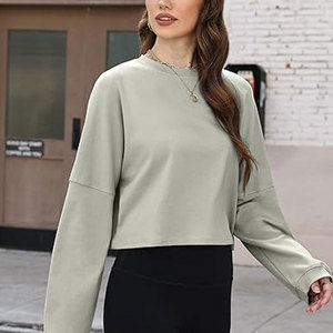Servicio OEM Ropa de Mujer Sudadera Corta Personalizada de Color Urbano con Tela Transpirable en Venta - Product Image 5