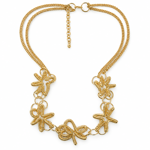 Collar llamativo de latón en tono plateado con dijes de estrella de mar y cadena de múltiples hilos, joyería de moda al por mayor para minoristas - Product Image 4
