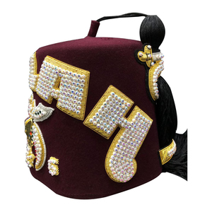 Sombrero Fez Marrón al por Mayor con Pedrería Blanca, Accesorio de Regalia Masónica - Product Image 6
