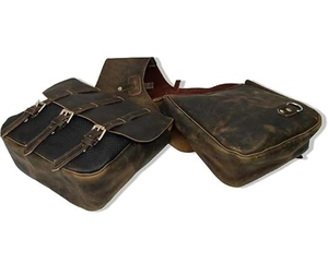 Sacoche de selle en cuir pour cheval avec quincaillerie en laiton et sangles réglables - Product Image 2