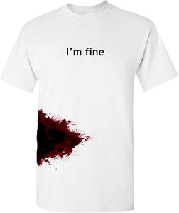 T-shirt I'm Fine Blood Stain pour hommes, manches courtes, décontracté, col rond, imprimé, en jersey de coton, coupe régulière - Product Image 4