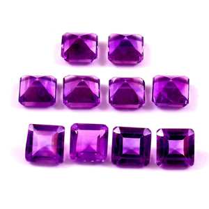 Lote al por mayor de piedras preciosas sueltas de amatista africana natural de 6x6 mm, talla Asscher, facetadas, calibradas, calidad AAA++ para fabricación de joyas. - Product Image 1