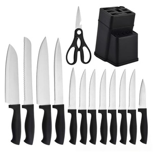 Inventory 14-Piece Knife Set with Block Stainless Steel Chef Knives Scissors and Sharpening <b>Rod</b> Matte Finish Ergonomic Handle - Product Image 1