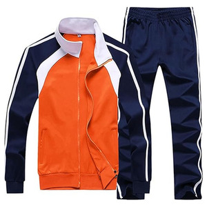 Chaqueta con cremallera completa en bloques de color negro y rojo, pantalones deportivos a juego con dos rayas blancas, conjunto de 2 piezas para hombre, informal, transpirable y ligero. - Product Image 1