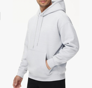 Sudadera con Capucha Gris Claro para Hombre, Corte Regular, Algodón, Felpa, Informal, Color Sólido, con Bolsillos, para Otoño - Product Image 4