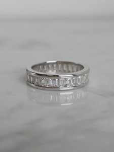 Bague de mariage en argent S925 plaqué rhodium avec diamant carré princesse incrusté, certifiée, tendance, pour homme et femme, idéale comme cadeau - Product Image 4