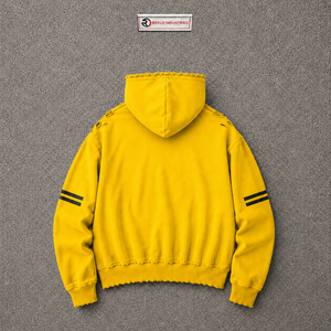 Felpe Oversize da Uomo in Cotone Dorato, Stile Casual Autunnale con Tasca Frontale e Maniche a Righe, Design Grafico Unico - Product Image 6