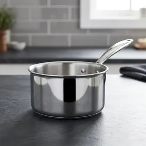 Premium 18cm Stainless Steel Triply Saucepan with <b>Lid</b> 304 Grade Compatible with Induction and Gas Stoves for Everyday Cooking - Product Image 1