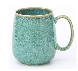 Ensemble de tasses à café en céramique artisanale avec glaçure réactive brillante, forme ronde, poignée confortable pour la maison ou le café - Product Image 2