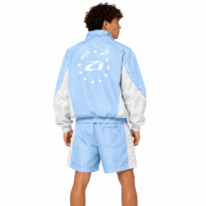 Ensemble short coupe-vent en nylon pastel personnalisé Y2K Streetwear, survêtement léger d'été, broderie OEM, logo, sweats à capuche pour hommes - Product Image 2