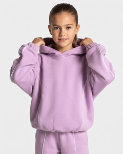 Ensemble de survêtement pour filles, personnalisé, violet et rose, coupe oversize, en molleton de coton, avec sweat à capuche et pantalon large, OEM & ODM - Product Image 5