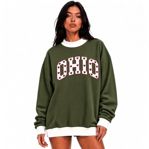 Sudadera Premium Azul Oversize con Cuello Redondo, Ribete Blanco, Hombros Caídos, Manga Larga y Estampado de Letras Ohio - Product Image 3