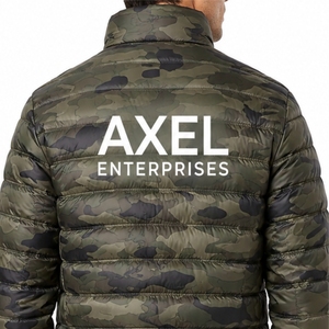 <b>Men</b> Camouflage Puffer <b>Jacket</b> Green Camo Print Quilted Padded Design Warm Outdoor Style Full Zip Closure Modern <b>Utility</b> Look - Product Image 5