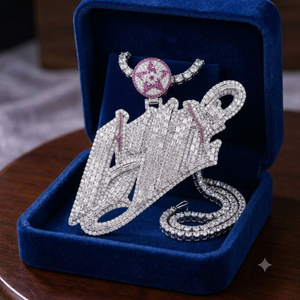 SHRAMAN DIAMOND Collier pour homme Hip Hop Rapper en Argent 925 Plaqué Or, avec Pendentifs Personnalisés Initiales et Nom, Sertis de Diamants, avec Attache Étoile, Pendentifs Fins - Product Image 6