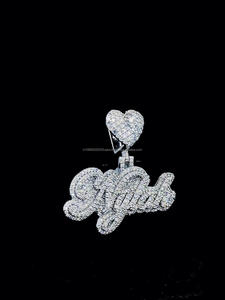 Colgante de Moissanita con Letra Personalizada, Plata de Ley 925 con Baño de Rodio, Joyería Moderna de Estilo Hip Hop para Regalos de Aniversario de Bodas para Mujer - Product Image 3