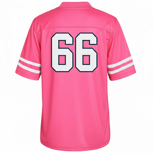 Ventes en gros de maillots de football américain pour adultes, rose et blanc, personnalisables, manches courtes, 100% polyester, unisexe - Product Image 3