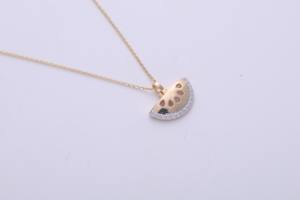 Colgante de rodaja de sandía chapado en oro de 9K (amarillo/rosa/blanco) con pavé de frutas, joyería para mujer - Product Image 2