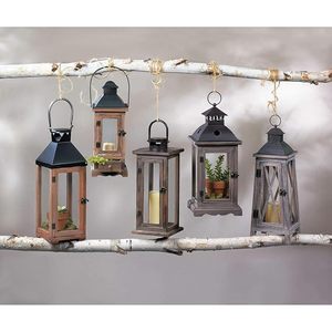Farol de Madera Rústico Alto para Velas, Decorativo, Estilo Granja, Colgante, con Paneles de Vidrio, para Decoración del Hogar y Bodas - Product Image 3