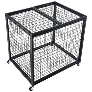 Doppio coperchi in acciaio carrello di stoccaggio per interni esterni rotolamento palla sportiva organizzatore per attrezzature da basket supporto Rack per garage palestra - Product Image 1