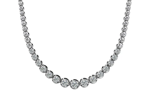 Women's Rhodium Plated Diamond <b>Choker</b> Necklace Round Brilliant Cut Prong Setting Classic Bead Chain Wedding Jewelry - Product Image 2