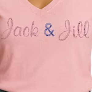 Camiseta Rosa con Cuello en V y Diseño de Letras Cursivas Brillantes para Mujer, Ropa Casual para el Día a Día, Estilo Urbano, Cómoda y a la Moda - Product Image 2