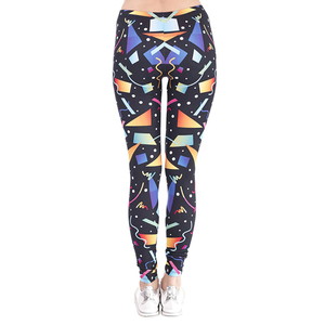 Nouveau design Leggings de yoga à imprimé géométrique pleine longueur en Spandex et Polyester, extensibles dans les quatre sens, avec taille élastique - Product Image 5