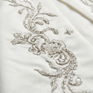 Luxury Hand Embroidered Elegant Solid Linen <b>Wedding</b> Gown Set for Women Short Sleeve Ceremony Outfit <b>Shawl</b> Bonnet - Product Image 3