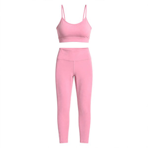Ensemble soutien-gorge de sport pour femme, couleur personnalisée, coupe intégrale, dos croisé, sans armatures, respirant, tricoté, avec leggings assortis, style sportif - Product Image 1