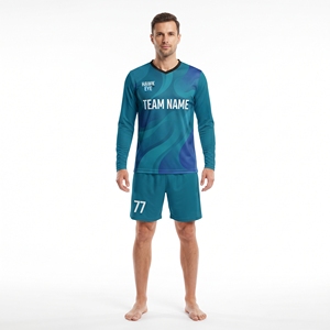 Men's Training Full Sleeve Soccer Jersey 100% <b>Polyester</b> American Football Jersey V-Neck <b>Shirt</b> And Short Athletic Fit - Product Image 1
