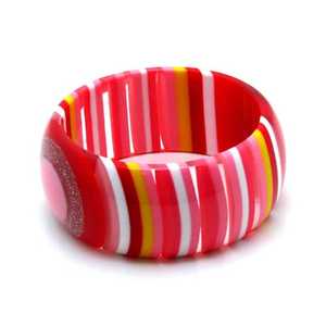 Handmade Multi Colour Resin Bangle Bracelet Set Round Chunky Pattern Fashion Jewellery for Women Art Collectible from India. - Product Image 6
