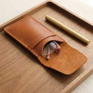 Elegante Estuche Minimalista para Gafas de Cuero, Funda Ligera para Lentes de Viaje, Cuero Genuino, Precio de Fábrica LGC-0004 - Product Image 1