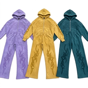 High Quality Lightweight Breathable Solid Acid Wash Sweatpants Hoodie Set Custom Logo <b>Vintage</b> <b>Tracksuit</b> Training Wear Terry - Product Image 5