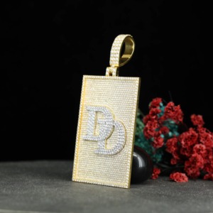 Luxury 18K Gold Plated Iced Out Letter Retengular <b>Pendant</b> With Moissanite Stones Micro Pave Everyday Wear <b>Initial</b> Letter <b>Pendant</b> - Product Image 1
