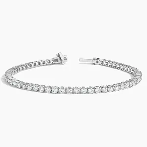tennis <b>bracelet</b> fine jewelry 3mm 4mm 2mm lab grown diamond 9k 14k 18k <b>white</b> gold silver s925 rhodium plated womens <b>bracelet</b> - Product Image 3
